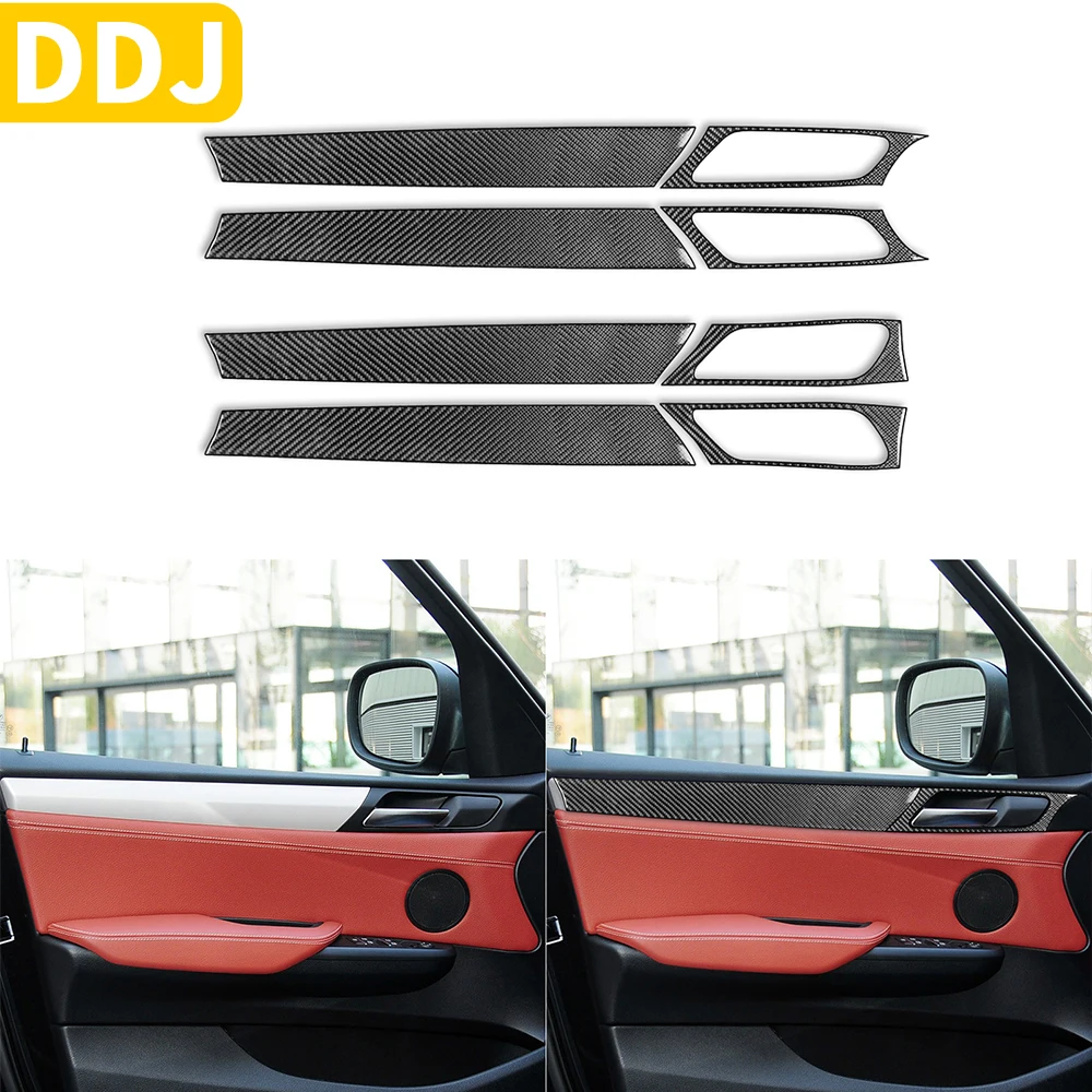 

Real Carbon Fiber Interior Door Handle Panel Set Trim Sticker For BMW X3 F25 2011-2017 X4 F26 2014-2017 Modification Decoration