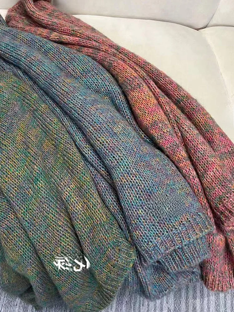 سترة كورية Sle Lazy Faion سترة محبوكة شبابية طويلة Sve غير رسمية فضفاضة على شكل حرف V ملابس تريكو نسائية #5