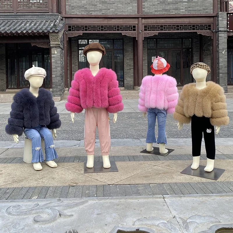 معطف فرو الثعلب المقلد لعام 2025 معطف فرو دافئ وسميك للأطفال