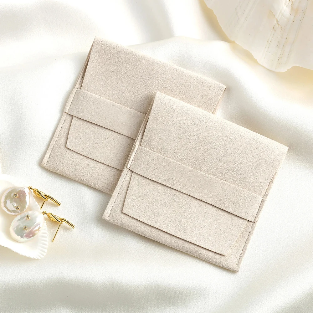 10 قطعة أكياس المجوهرات ستوكات الجلد المدبوغ مجوهرات حقيبة مغلف صغيرة مع حبل كيس التعبئة والتغليف للمجوهرات للخواتم حقائب هدايا الزفاف #2