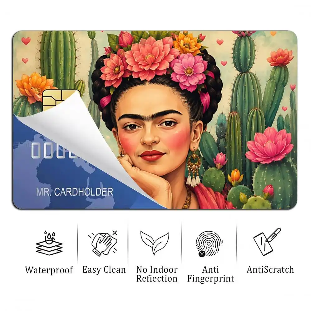 Artist Self-portrait F-Frida Kahlo  Card Stickers for Bank Access Protective Waterproof Film Cover Sticker Gift