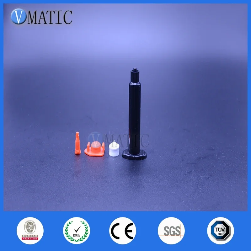 Free Shipping Plastic 3cc/ 3ml Black UV Luer Lock Pneumatic Syringe Barrel With Piston, Stopper & End Cover