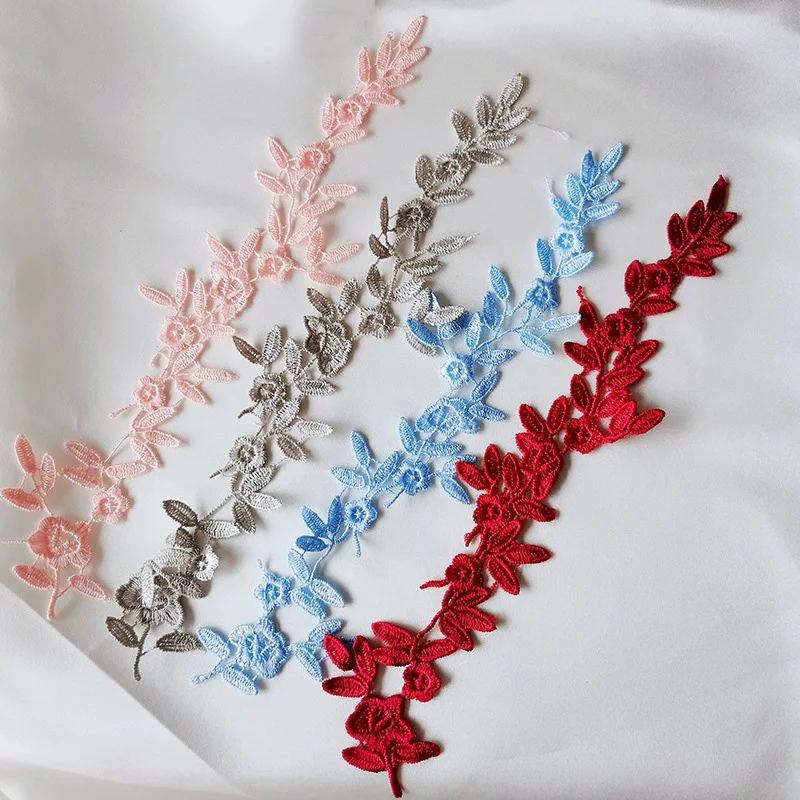 1Pair Lace Embroidery Flower Applique Sewing On Patches 3D Fabric Flower Crafts Stickers DIY Clothes Wedding Dress Decoration