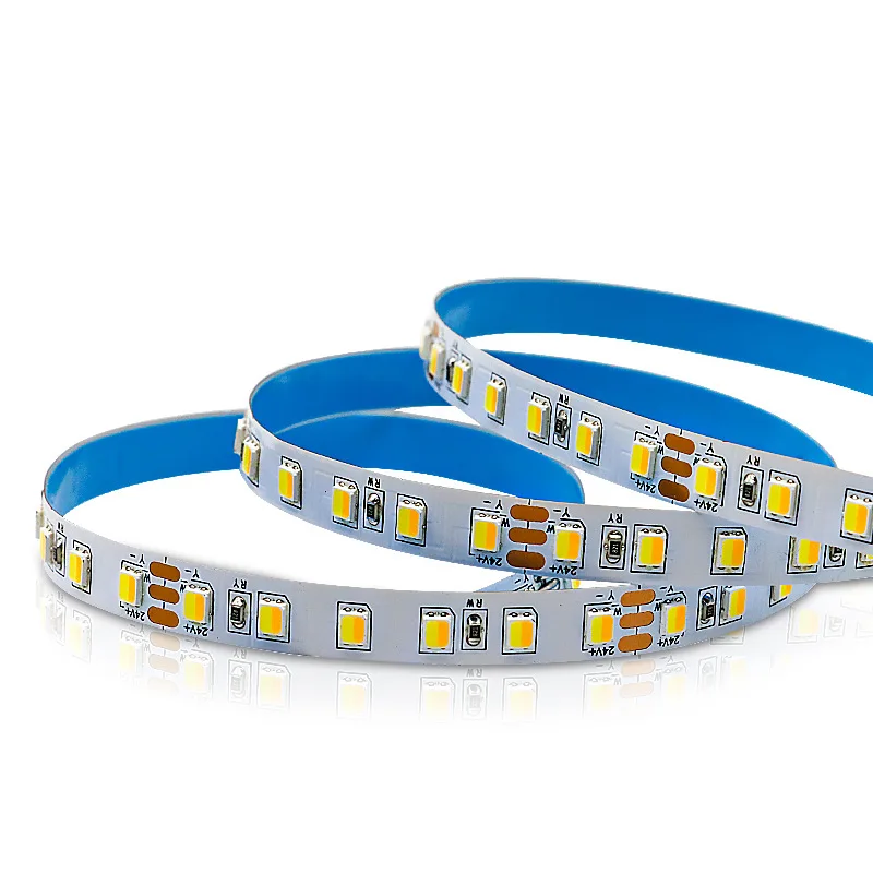 CCT Led Strip 2835 Dual Color 2 in 1 Chip 3000k-6000k 120 180 Leds DC12V 24V Led Tape 8mm PCB Three Color Ajustable Mirror Tape