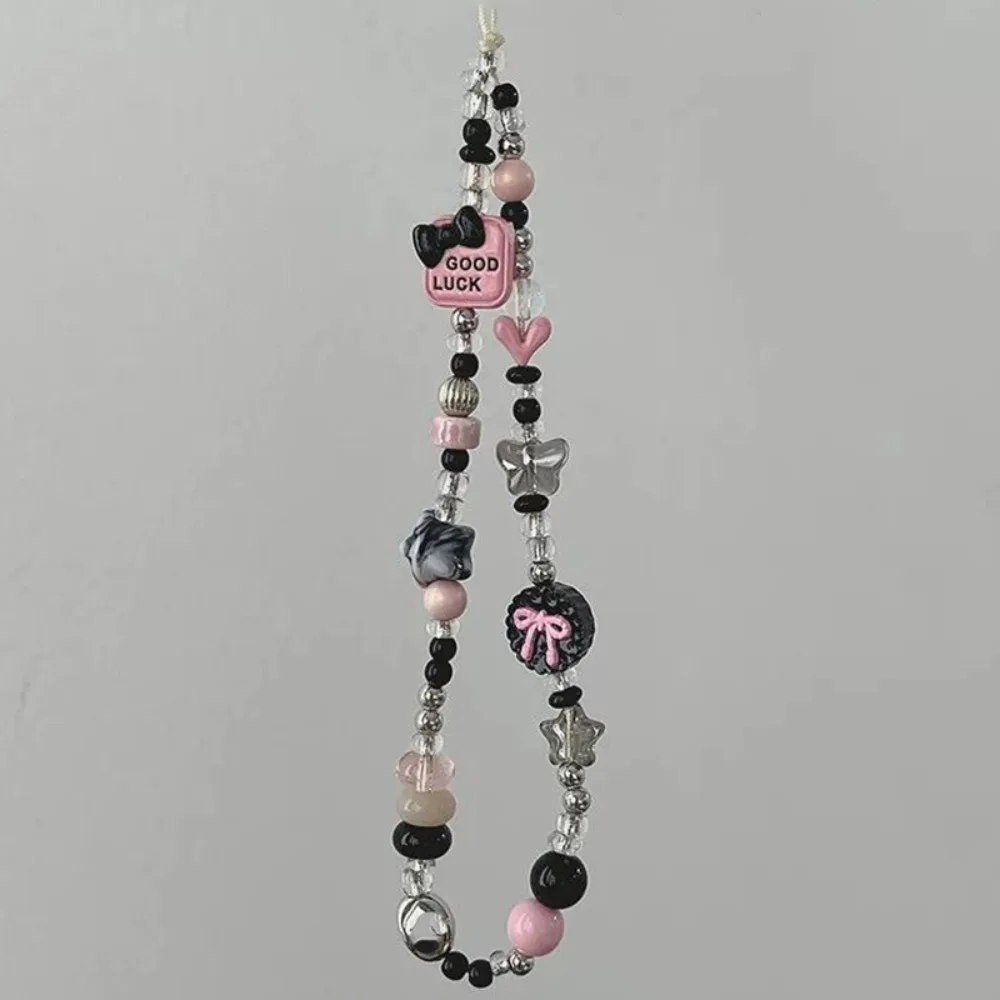 

Новый INS ремешок для мобильного телефона ручной работы, черный, розовый, бабочка, бант, звезда, любовь, сплав, ремешок для телефона из бисера, подвеска для камеры, цепочка