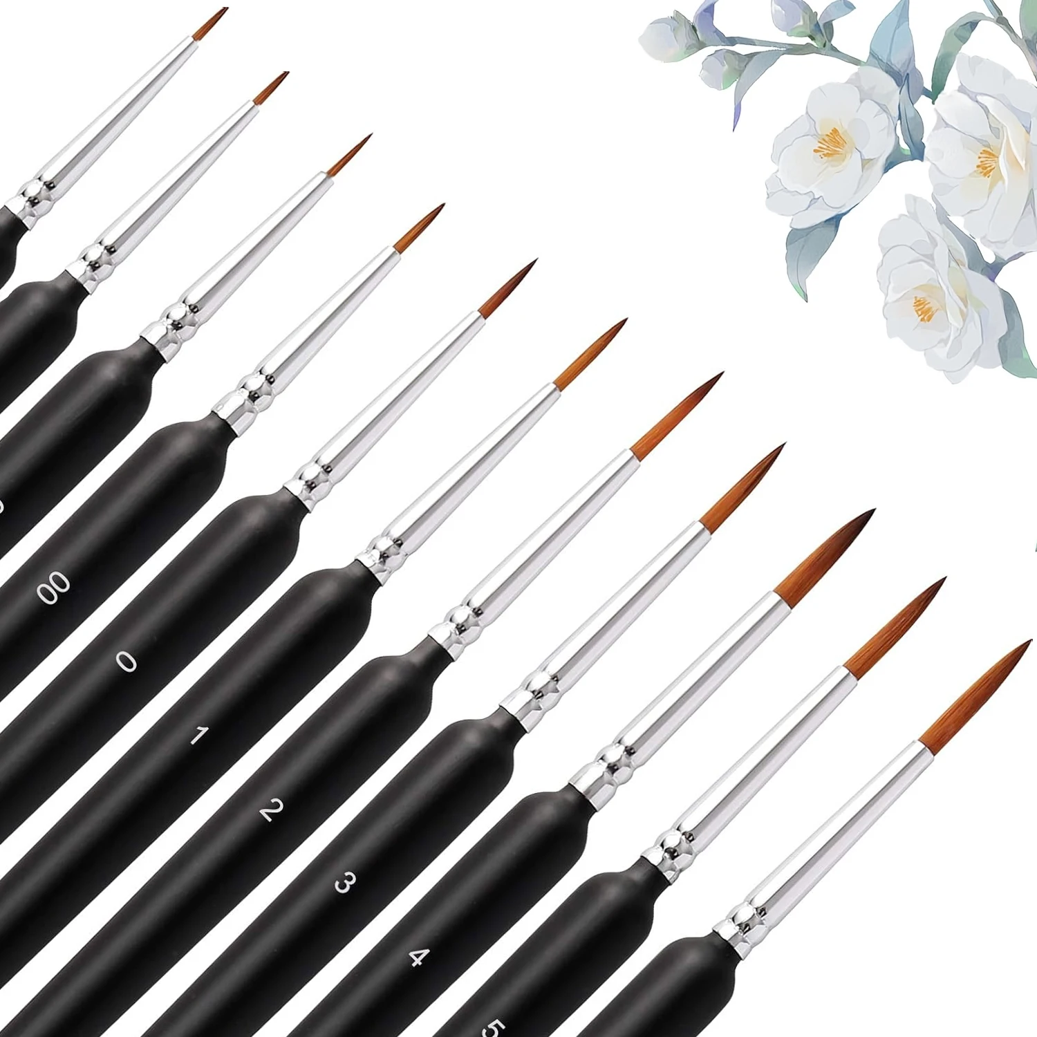 10/11 stuks miniatuur penselen, detailtip penselen set met ergonomisch handvat - geschikt voor acrylverf, olie, wat - afbeelding 2