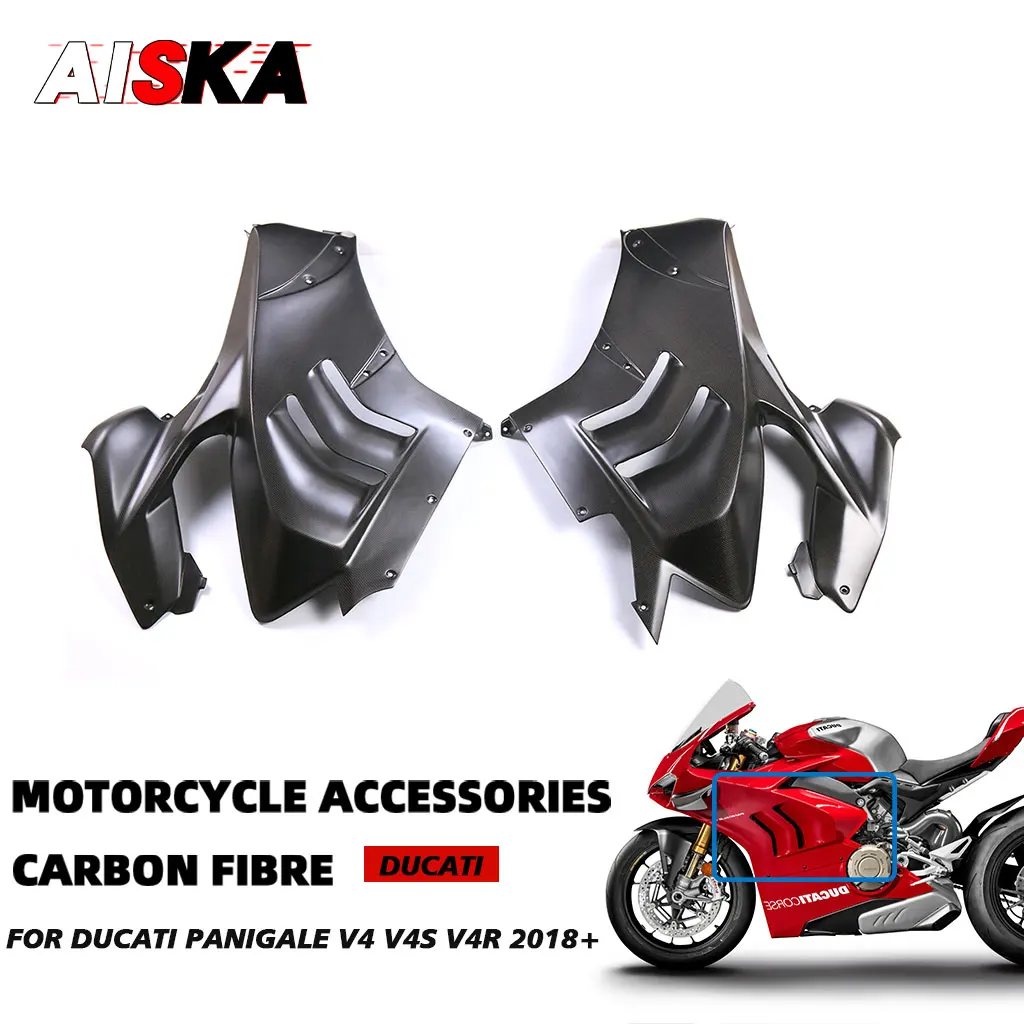 

100% Carbon Fiber Side Fairings Motorcycle Panel Trim Cover Spoiler Cowl Accessories For DUCATI Panigale V4 V4S V4R 2018 - 2021