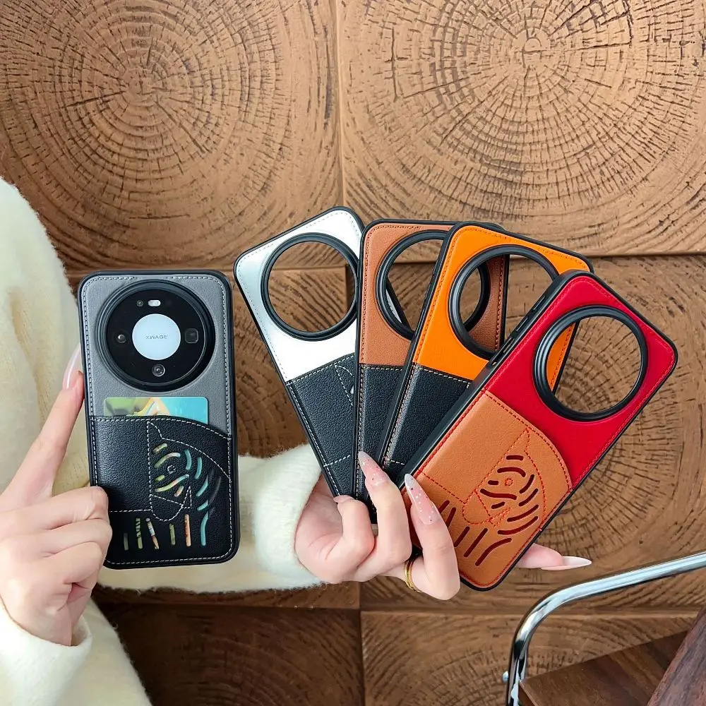 

Fashion Color Blocking Leather Phone Cover for Huawei Mate 60 70 Pro+ 80 Pro Max with Back Wallet Card Case