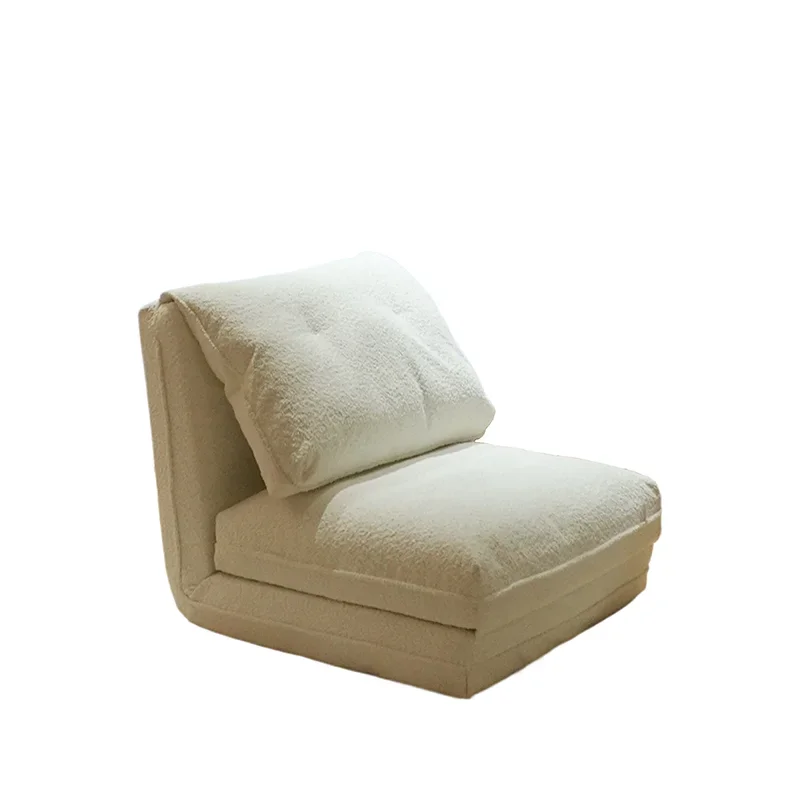 

Casual single lazy reclining sleepable folding bed cream retro style