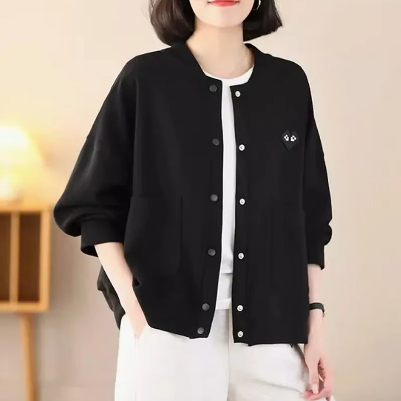 

Women's casual cardigan jacket thin temperament commuter wind with buttons pocket short jacket