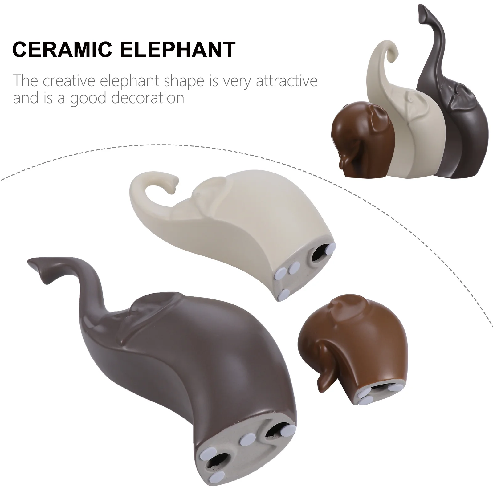 

3Pcs Ceramic Elephant Decoration Creative Elephant Shape Figurines for Garden Lawn Wedding Scene Indoor Outdoor Desktop Decor