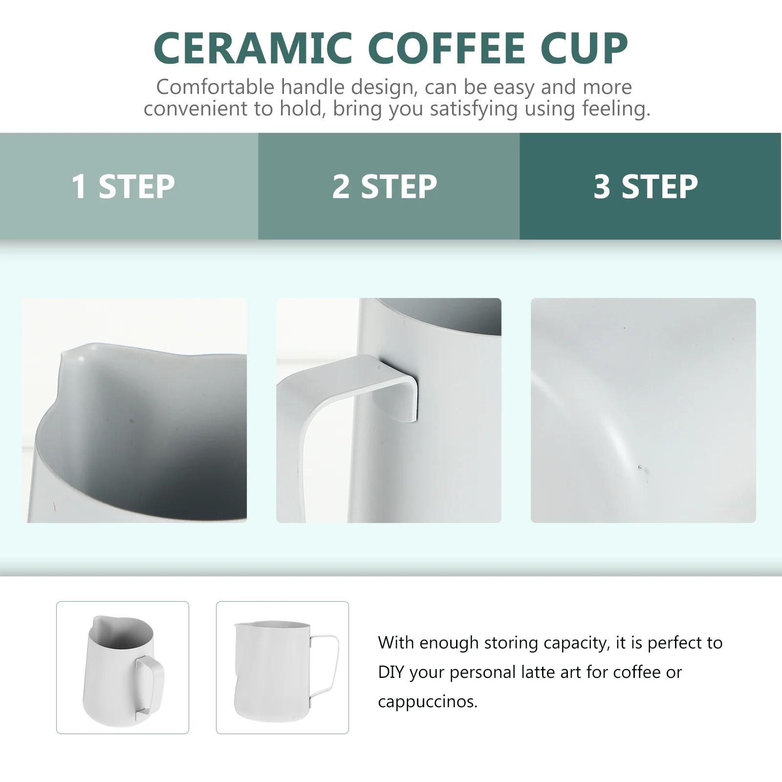 

Milk Froather Cup Stainless Steel Thick Durable Coffee Frothing Jug 600ml Smooth Spout Handle Comfortable Grip