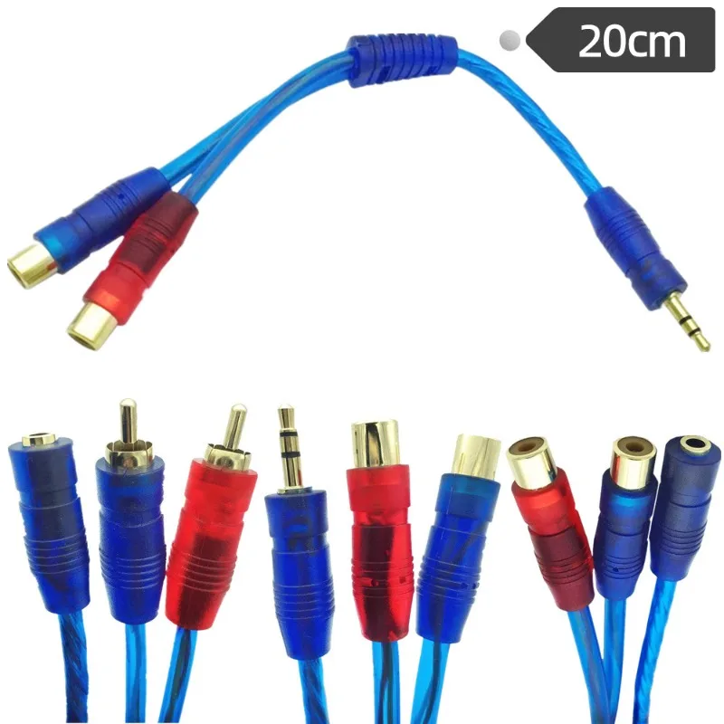 

Audio Cable 1/2 3.5mm To Dual Lotus Head RCA Plug for Mobile Phone, Computer, Amplifier, Speaker Universal 0.2m