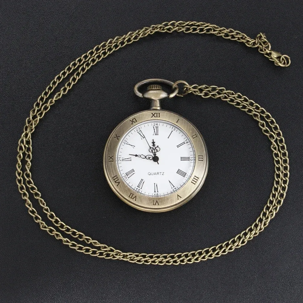 Vintage Quartz Pocket Watch Personality Roman Numerals Display Necklace Pendant Men's Pocket Watches Ladies Student Gift