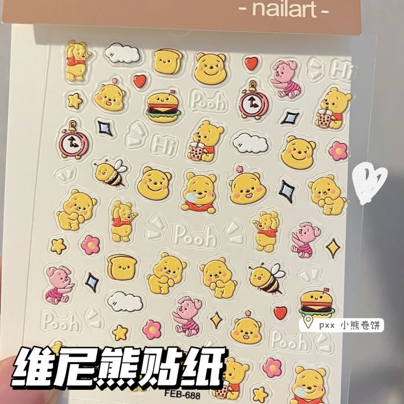 디즈니 애니메이션 만화 귀여운 위니 푸우 네일 장식 스티커 휴대 전화 쉘 워터 컵 수하물 장식 스티커