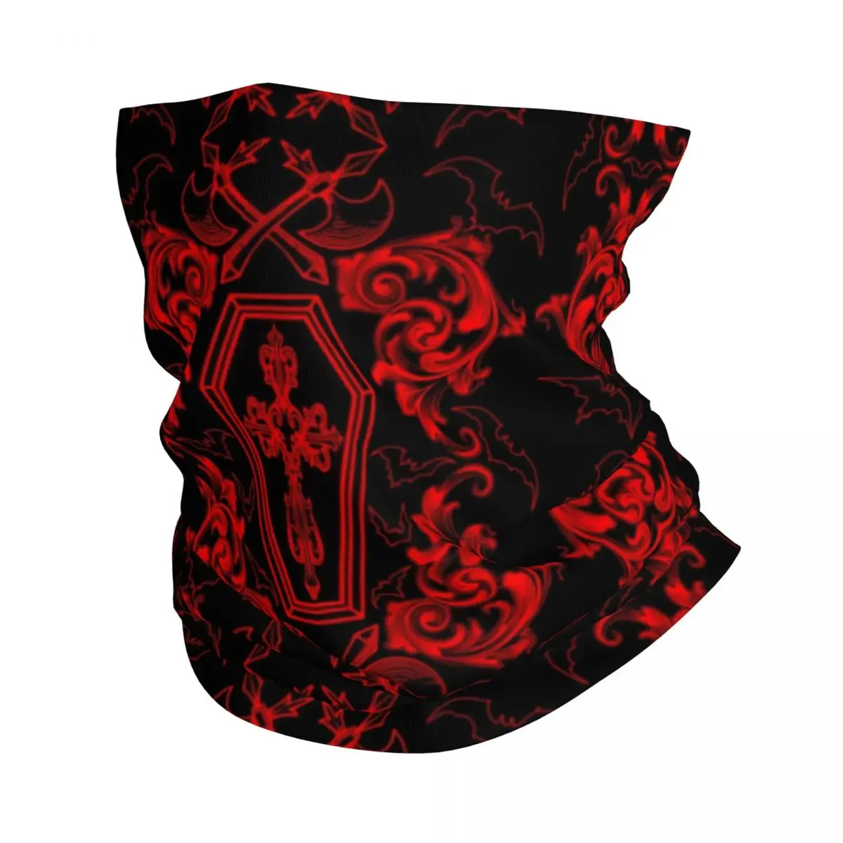 Gothic Vampire Bandana Winter Neck Warmer Women Windproof Wrap Face Scarf for Ski Halloween Haunted Mansion Gaiter Headband