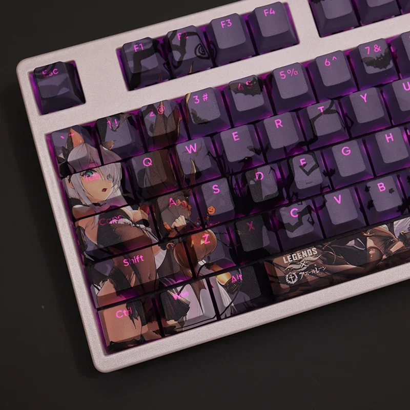HMS Janus 108 Key Caps Azur Lane PBT DYE Sublimation Light Transmitting Cherry Switch Cross Key Cover Mechanical Keyboard Gift