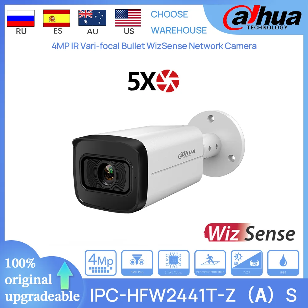 

Dahua Original IPC-HFW2441T-ZS IPC-HFW2441T-ZAS 4MP 60MIR 5X Zoom Vari-focal Bullet WizSense Network Camera Built-in MIC SD Slot