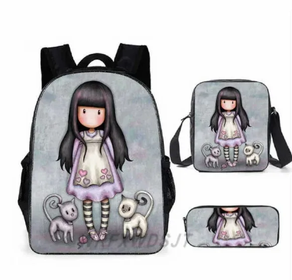 3D printed school bag for student, Harajuku, popular, Santa, Gorjuss, laptop, backpack, backpack, sloping shoulder bags, pencil