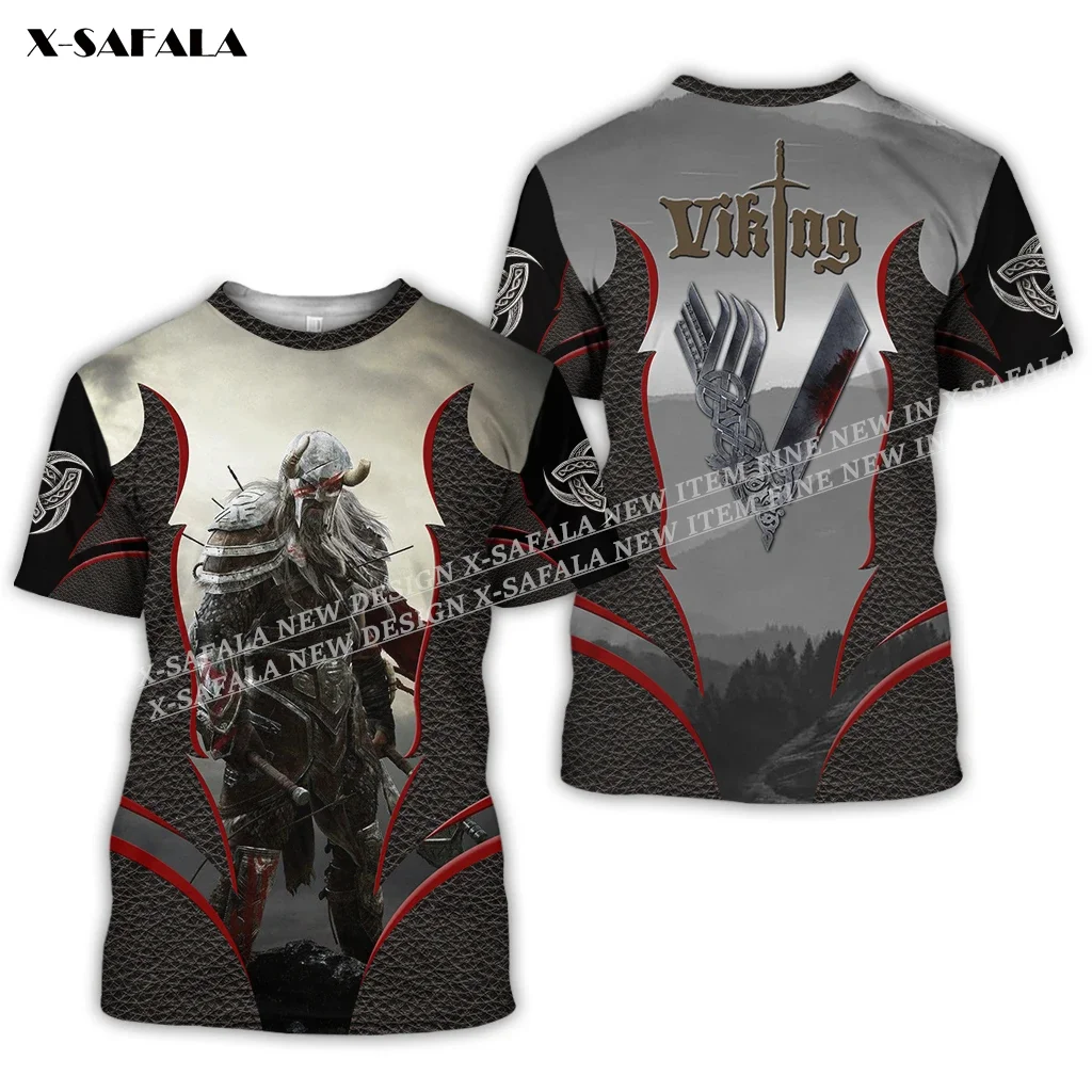 Ancient Legend Warrior Axe 3D Printed Slim T-Shirt Tops Tees Men Short Sleeve Casual Milk Fiber Round Neck Breathable