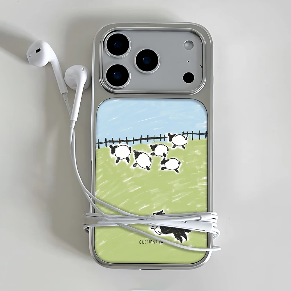 Funda para Teléfono Clmj Sheep Herder para iPhone 17 16 15 14 13 12 11 Air Pro Max Plus, Cubierta Trasera Transparente de Lujo