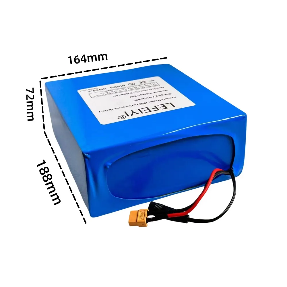 18650 10S8P 36V 30000mAh 500-1000W lithium-ion battery pack, suitable for electric scooters electric vehicles, bicycles with BMS