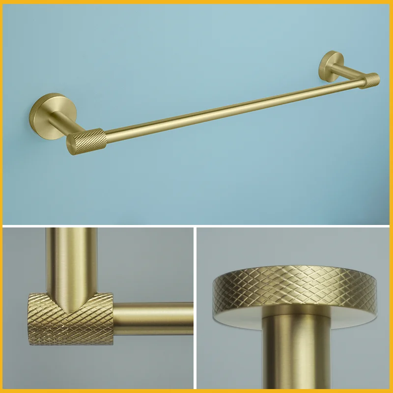 Brushed Gold Stainless Steel Wall-Mounted Towel Bar Toilet Paper Holder Robe Hook Cup Holder Toilet Brush Bathroom Accessories