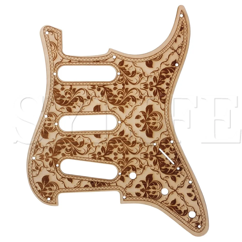 28.2x22.5cm Wood Flower Pattern SSS Guitar Pickguard Replacement