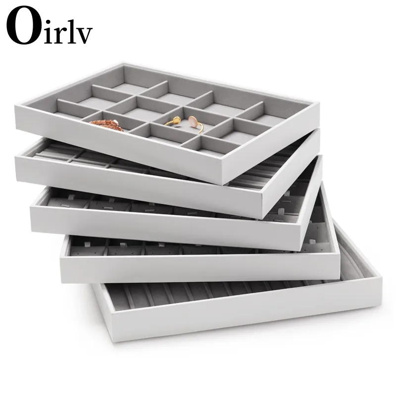 

Oirlv Multifunction Velvet Stackable Jewelry Display Trays Rings Earrings Bracelet Organizer Storage Tray Display Props