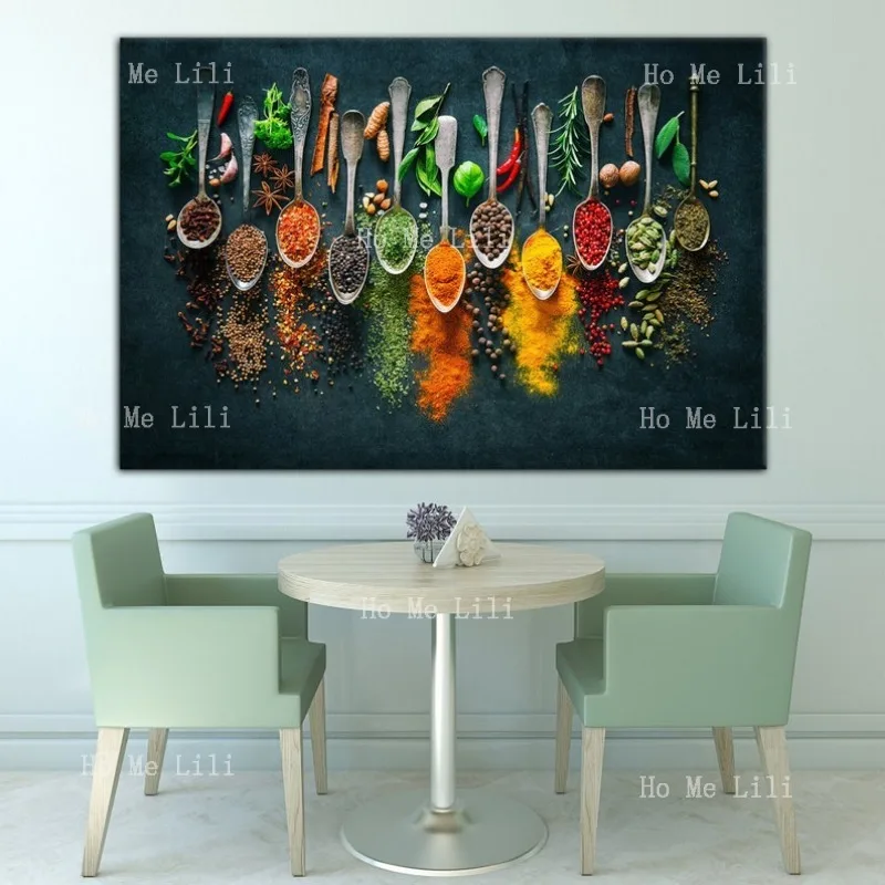 Decor Wall Art Prints Kitchen Artwork Herbs Spices Canvas Print Poster