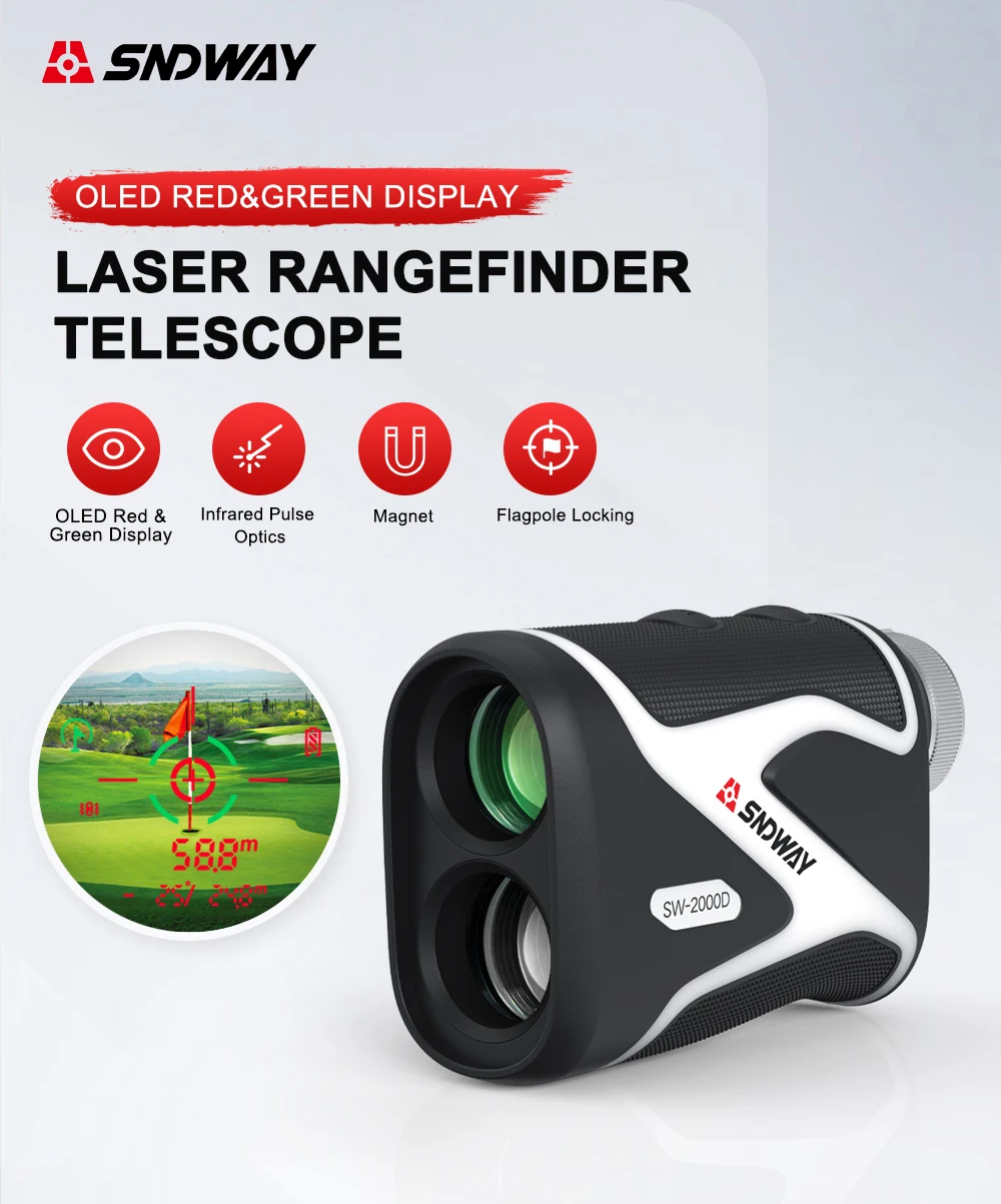 Sndway 2000 Yard Range Finder  Distance Long Range Oled Flag  905nm Golf Rangefinder with Slope Golf Accessories