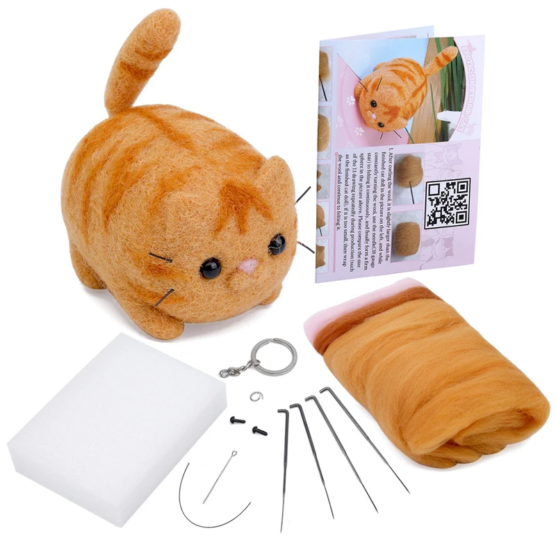 

DIY Animal Needle Felt Set with Foam Mat for Crafts Projects, Needle Felt Supply Kits for Beginners with Tools