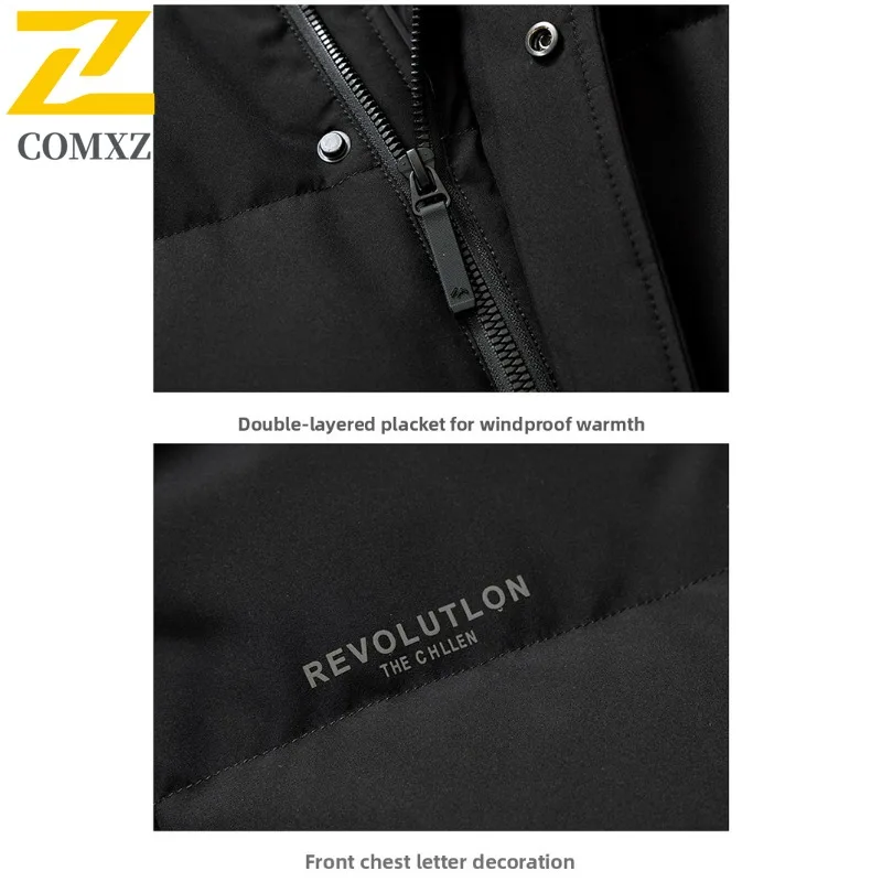 COMXZ Men Down Jacket New Outdoor Climbing Cold Protection Warm Lightweight Coat Fashion Hiking Camping Windproof Winter Garment