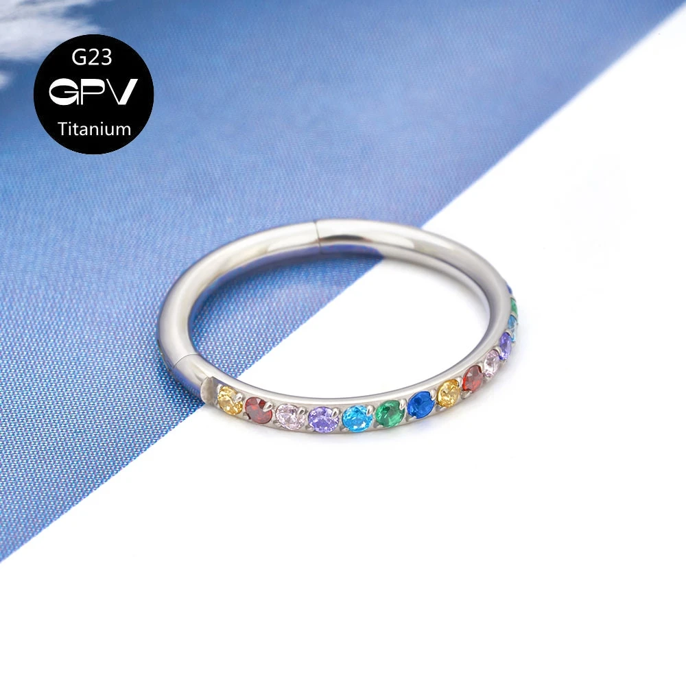 Couple Perforated Nose Ring G23 Titanium Alloy Inset 5A Colored Zircon Rock Hip-Hop Punk Body Piercing Jewelry Earrings