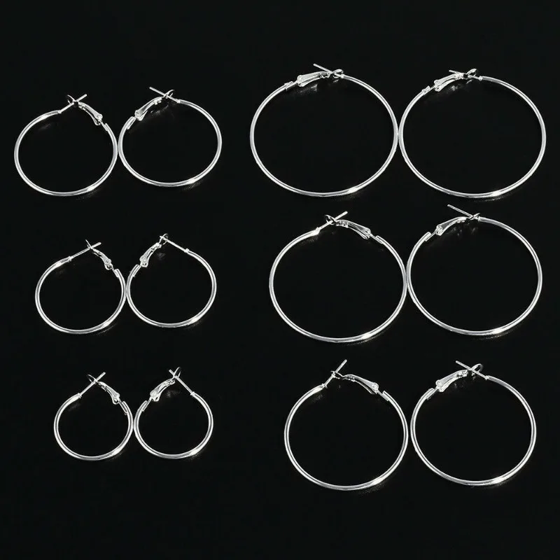 12Pcs/6Pairs Simple Punk Hoop Earrings Set Big Circle Earrings for Women Girls Ear Hoop Earring Oversized Jewelry Accessories