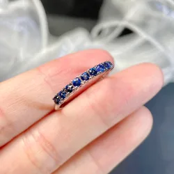 Wedding Rings for Women 925 Sterling Silver Rings 2mm Natural Sapphire Band Ring for Women Daily Wear