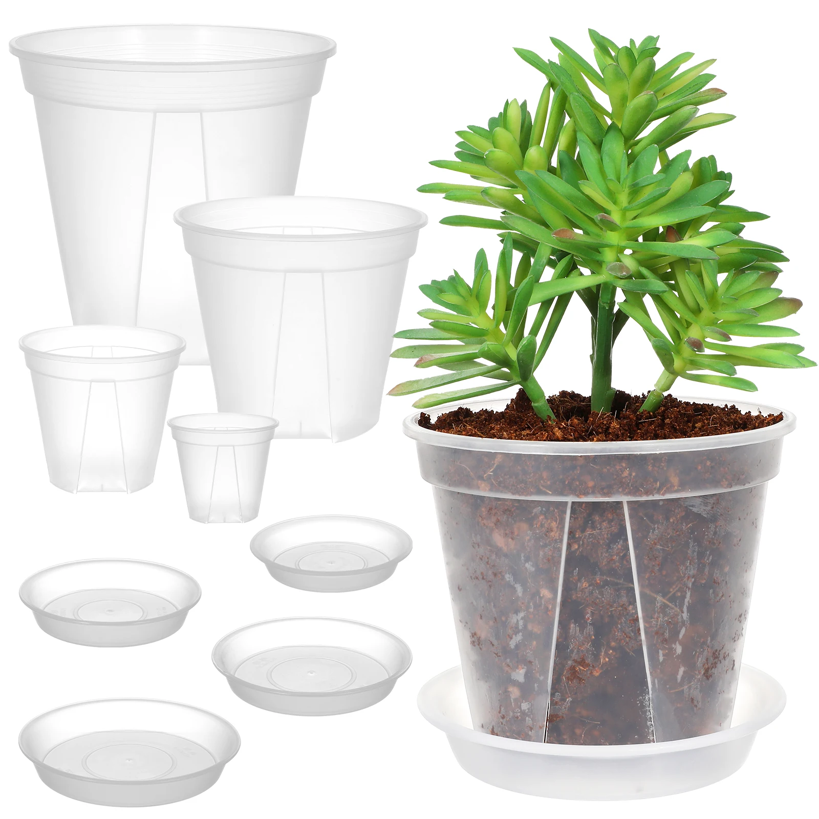 

4 Pcs Root Control Plant Pots 0.15G 0.3G 0.6G 1G Breathable Design Drainage Holes Indoor Plants Plastic Flower Pot Succulent