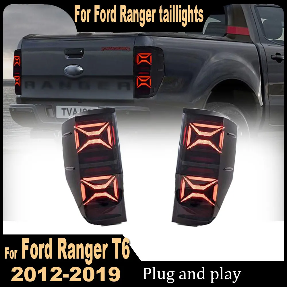 Car Tail Lamp for Ford Ranger LED Tail Light 2012 2013-2020 Ranger T6 Rear Fog Brake Turn Signal Automotive Accessories 2pcs