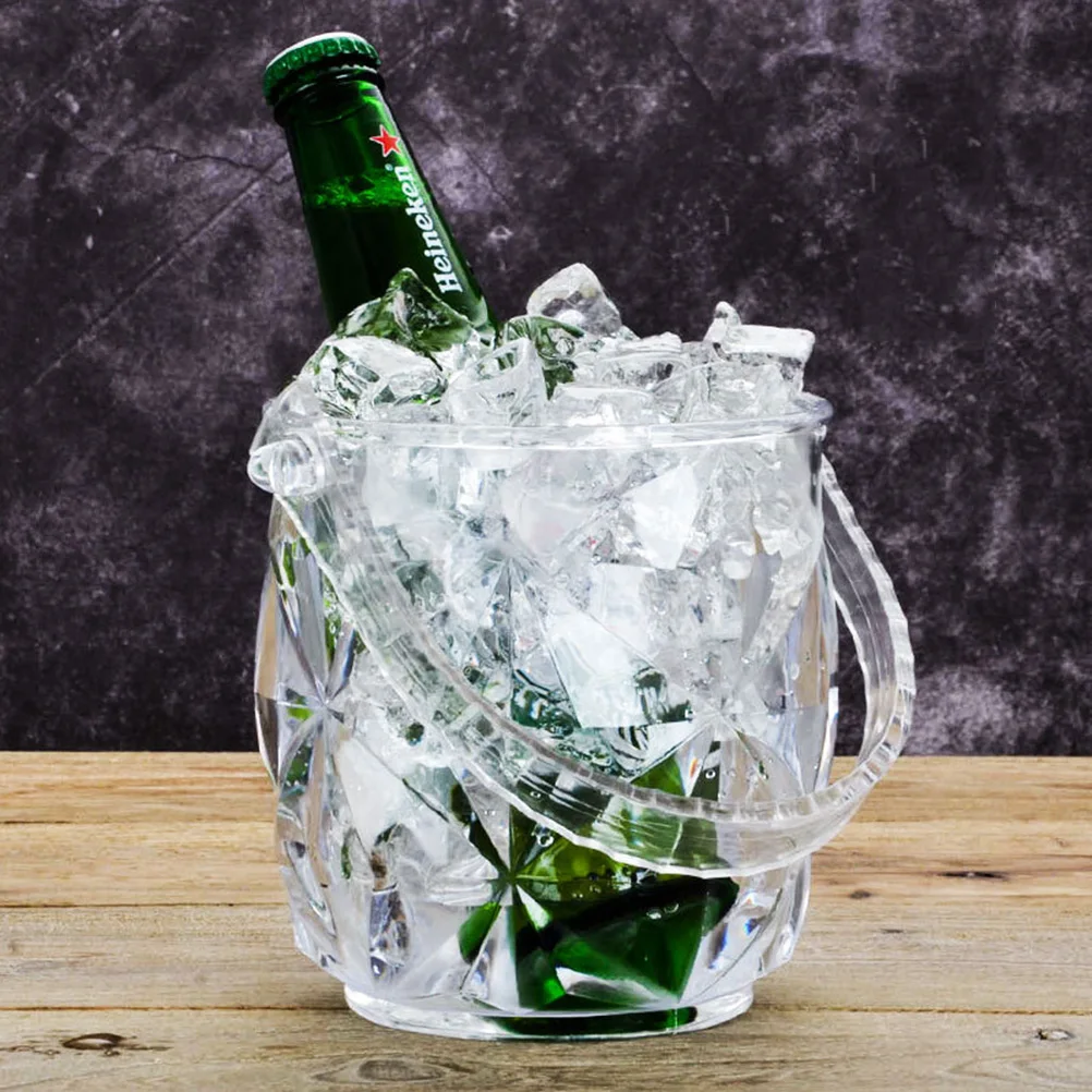 

Round Acrylic Ice Bucket 14Cm Height 13Cm Caliber Transparent Lightweight Portable Bar Beer Wine Cooler Kitchen Buffet