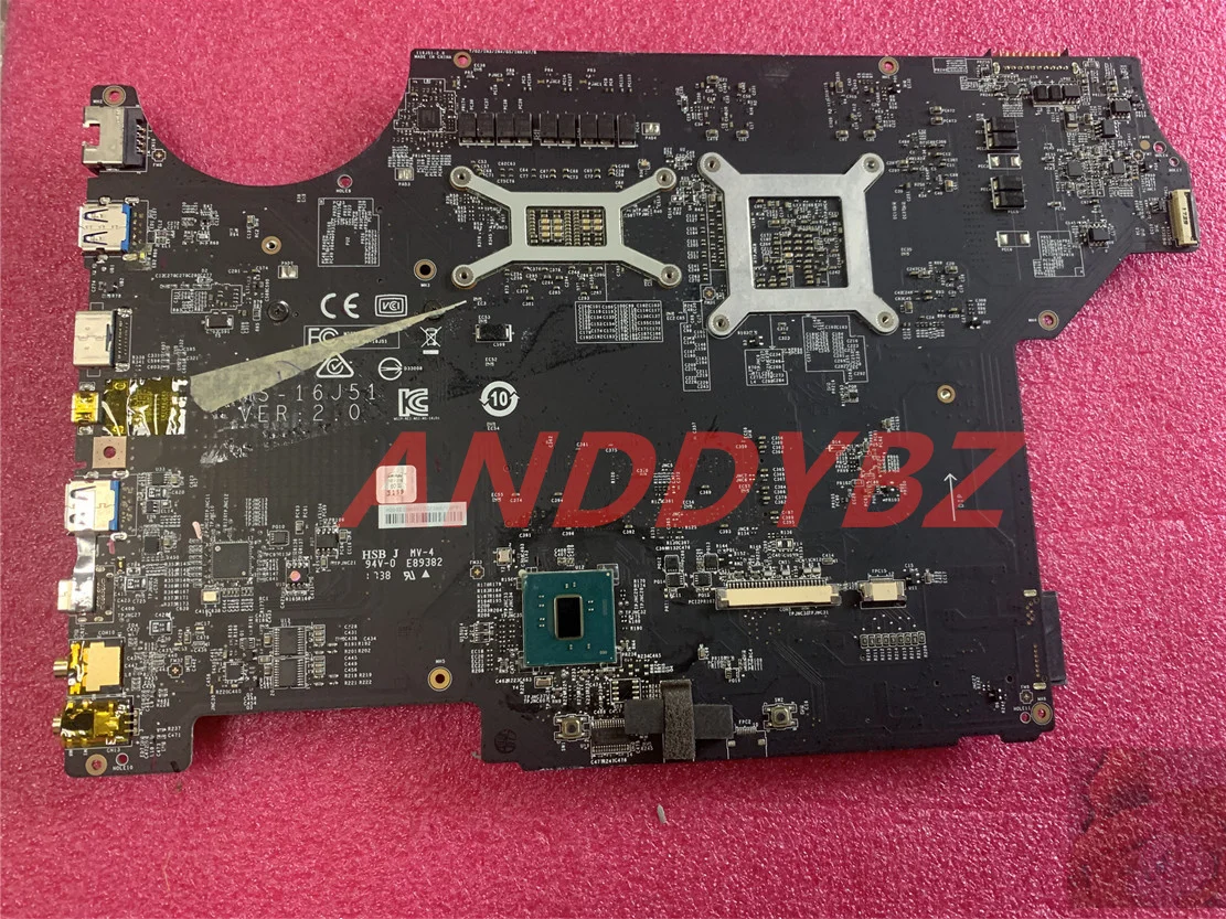 Original MS-16J51 VER 2.0 For MSI WE62 WE72 Notebook CPU Motherboard I7-7700HQ M2200M DDR4 100% Working Test