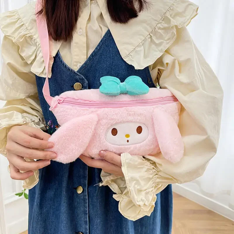 かわいいシナモロールメロディークロミプリンクロスボディバッグサンリオアニメウエストバッグ収納ポーチかばん小銭入れ友人へのギフト