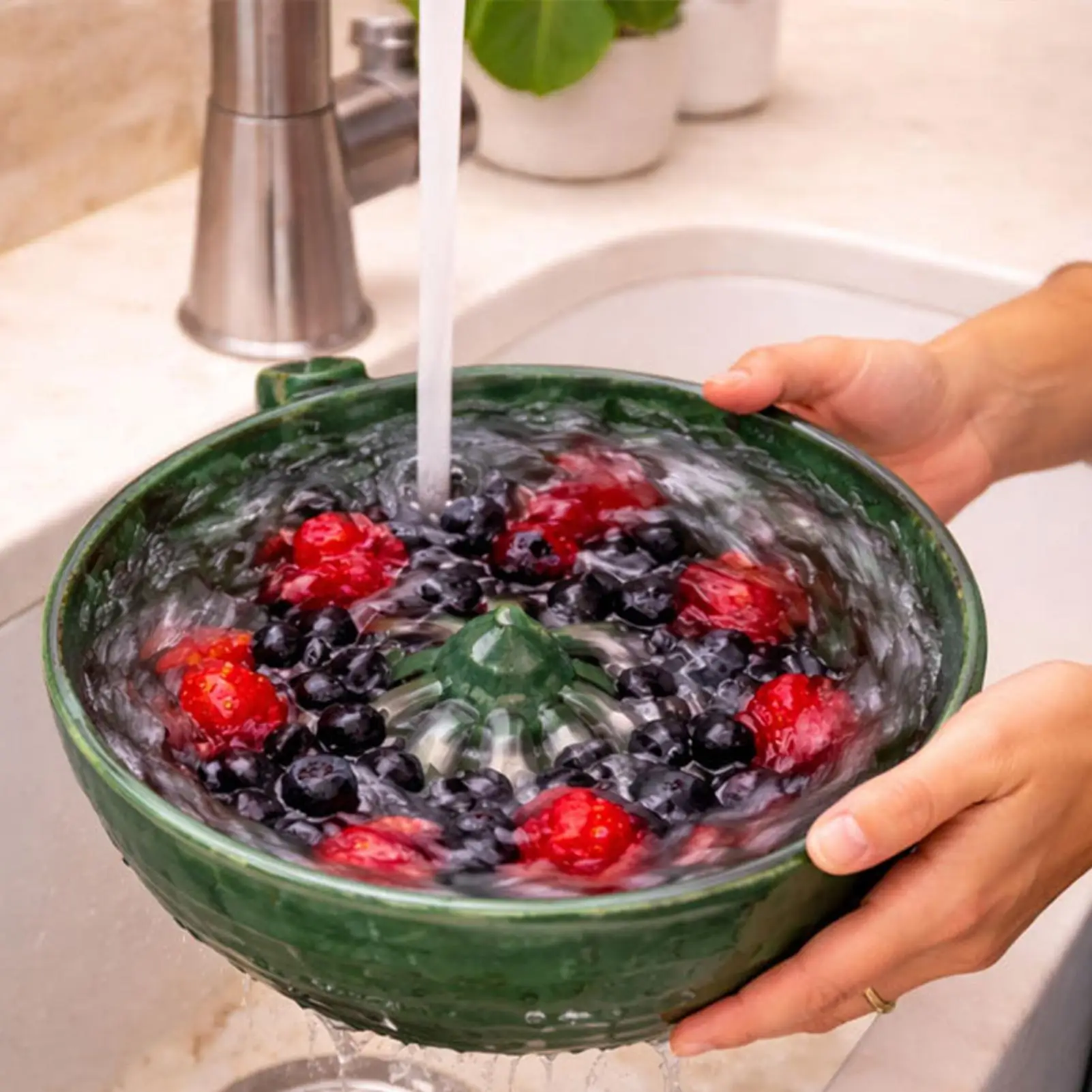 Automatic Fruit Washing Bowl Large Capacity Quick Drain Dynamic Vortex Fruit Cleaning Bowl Plastic Self-spinning