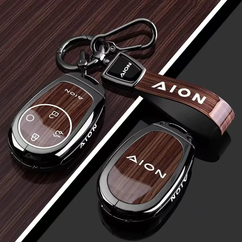 Zinc Alloy Key Fob Cover for GAC Aion RT/UT/i60/V/Tyrannosaurus Y Plus, Heavy Duty Metal Protective KeyCase Shell with Keychain