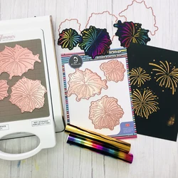 3pcs Fireworks Set Hot Foil Plate, Dies Cut, Metal Cutting Dies DIY Scrapbooking Paper Craft Handmade Card  Album Etched Dies