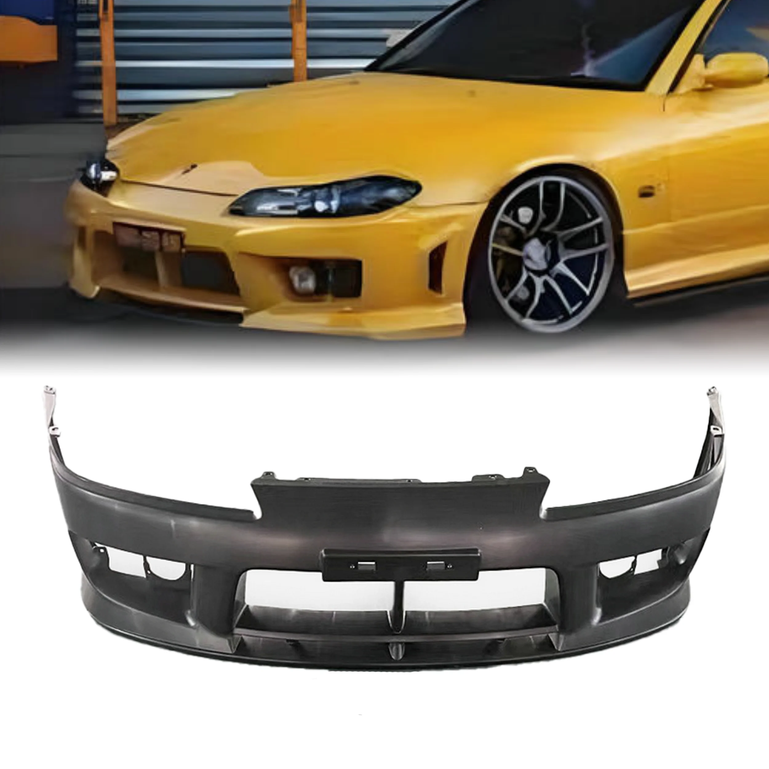 

Пластиковый передний бампер из полипропилена для Nissan S15 Silvia Spec R с решеткой для противотуманных фар, гоночный бампер, аксессуар для стайлинга