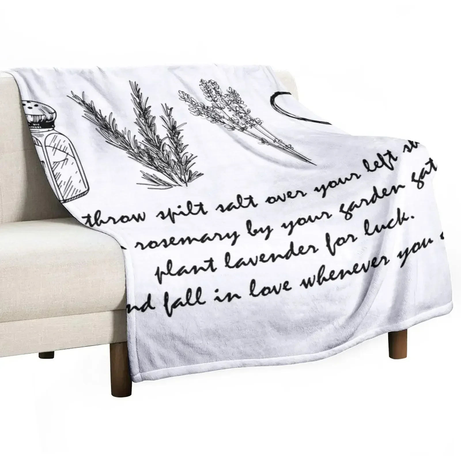 

Practical Magic,Salt, Rosemary, Lavender & Love- motivating saying tee Throw Blanket blankets and throws Luxury St Blankets