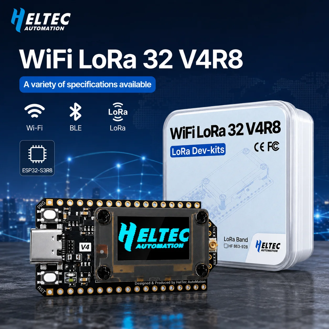 Image of Heltec WiFi LoRa 32 V4 R8 V4.3.1 Meshcore Meshtastic GPS SX1262 0,96 Zoll OLED Solarbetriebenes Mesh-Netzwerk WiFi LoRa BLE 28dBm