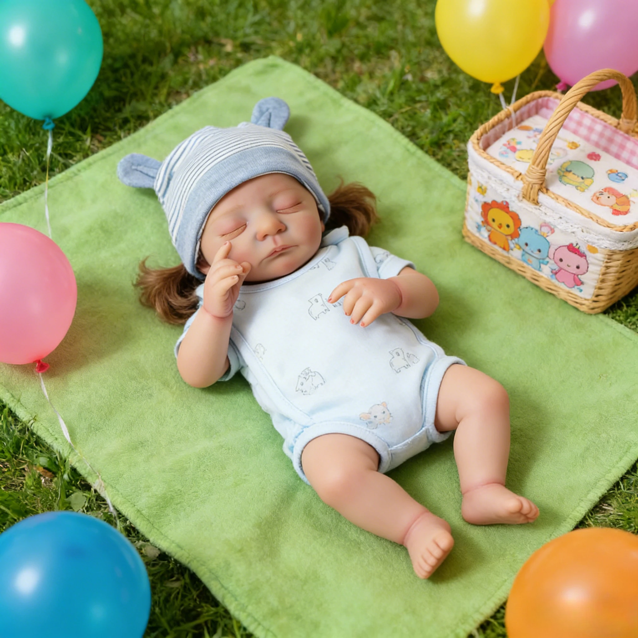 Bambola Reborn Kai Dormiente da 18 Pollici - Corpo Morbido in Tessuto, Pelle 3D con Pittura Multistrato, Capelli Dipinti a Mano e Vene Visibili