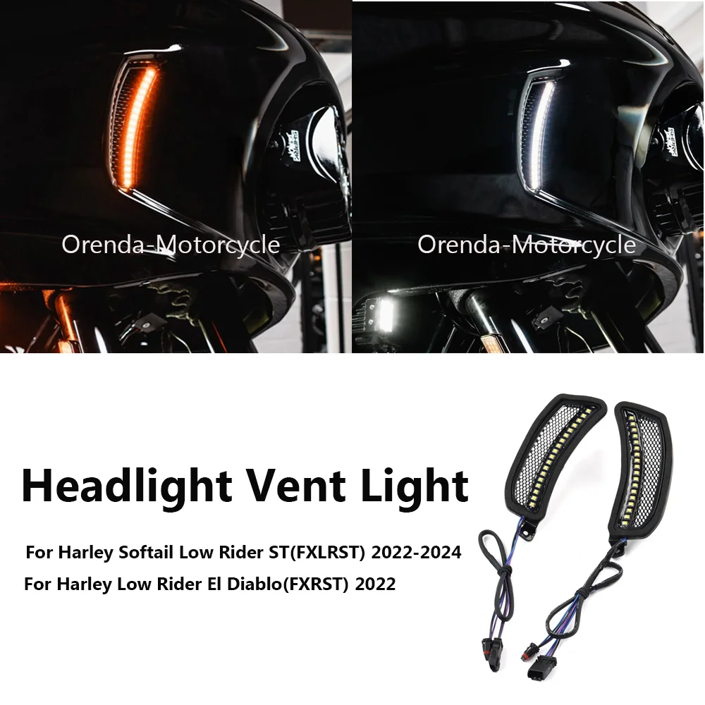 

Motorcycle Headlight Vent Lights led Accent indicator accessory 2022 For Harley El Diablo FXRST Softail Low Rider ST FXLRST