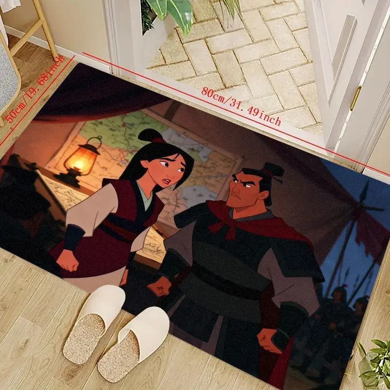 

1PC Mulan Characters Area Rug for Home Entrance, Living Room Decorative Carpet, Non-Slip Soft Floor Mat, Large Size 80cm x 120cm